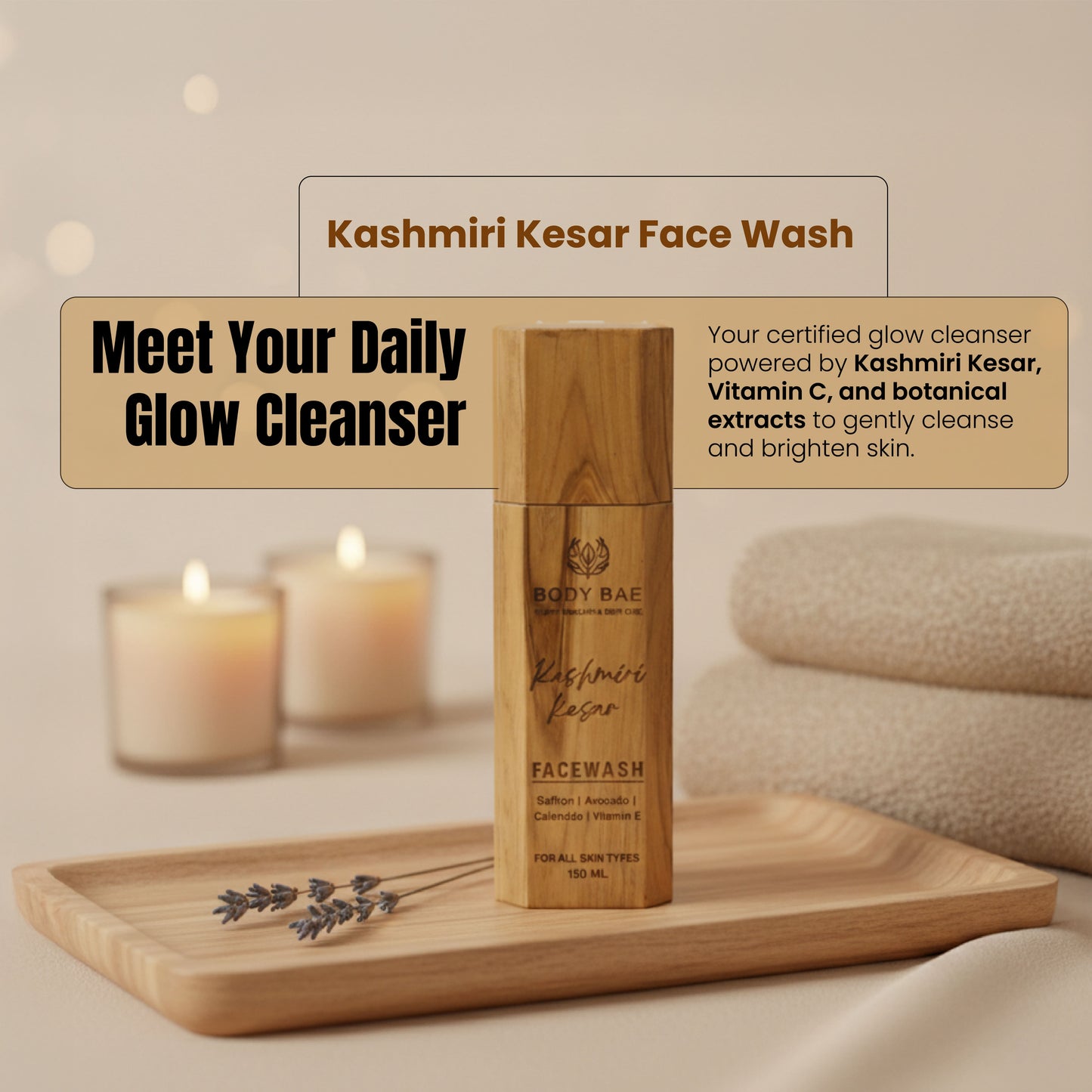 BodyBae Kashmiri Kesar Face Wash | Brightening & Gentle Glow Cleanser