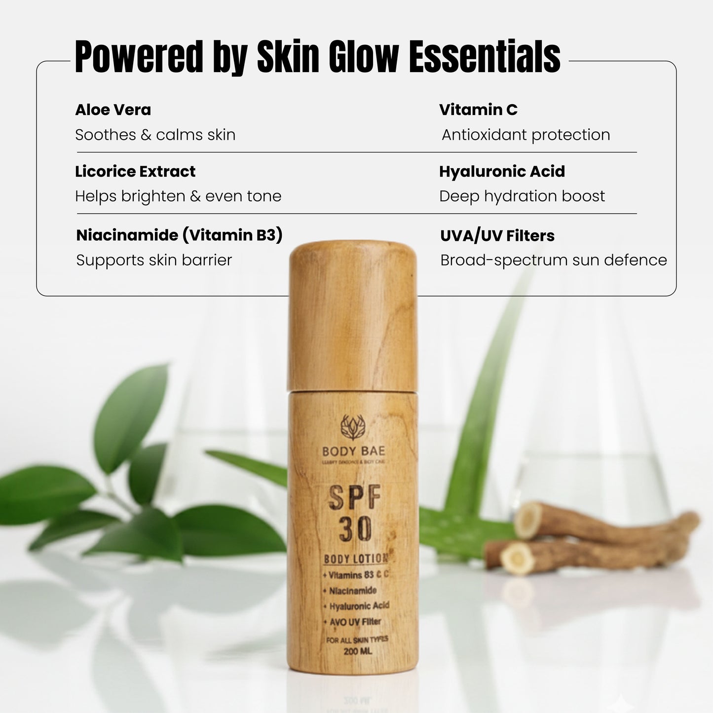 BodyBae SPF 30 Body Lotion | Hydrating Sunscreen Moisturizer with Vitamin C