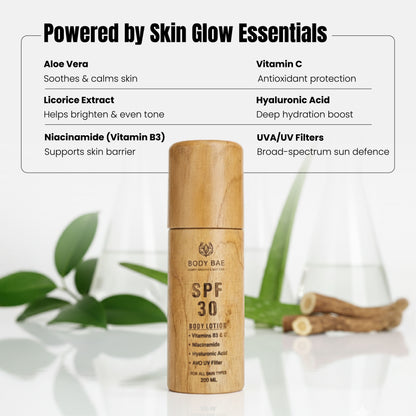 BodyBae SPF 30 Body Lotion | Hydrating Sunscreen Moisturizer with Vitamin C