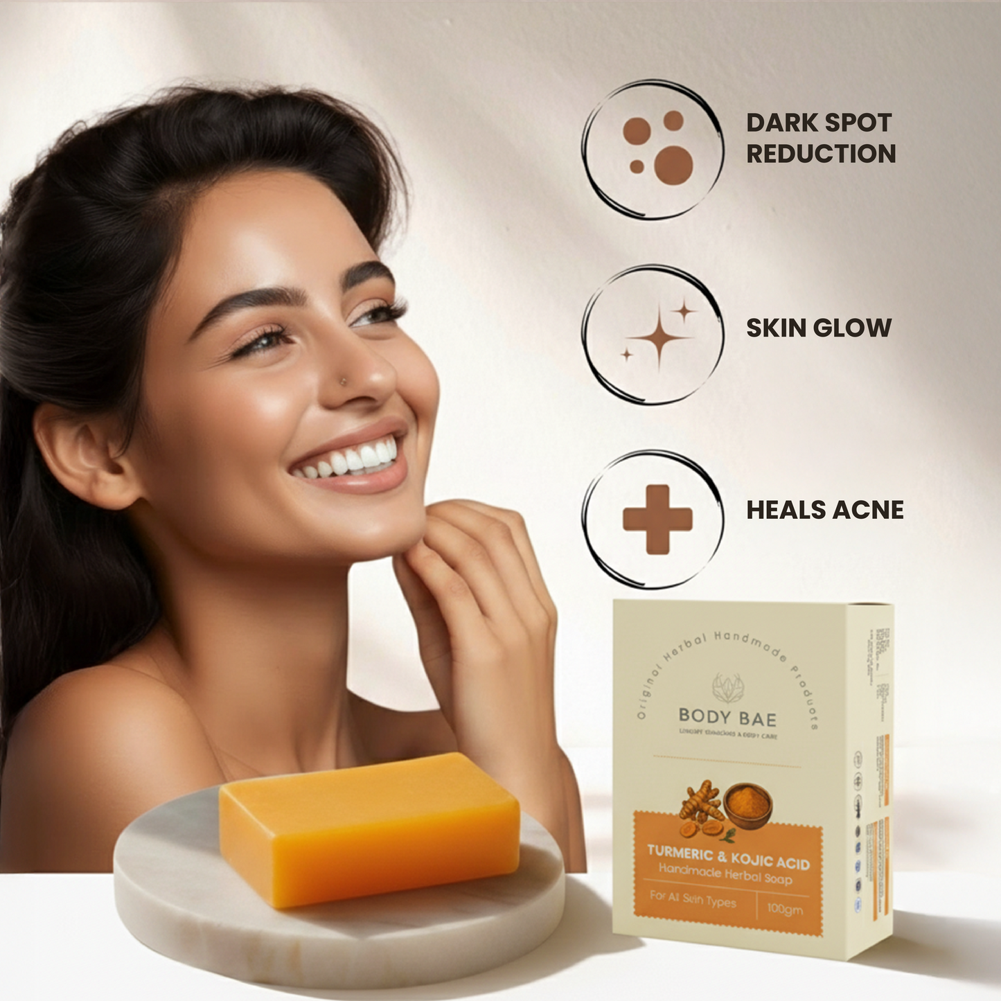 BodyBae Turmeric & Kojic Acid Soap | Brightening Anti-Pigmentation Herbal Soap